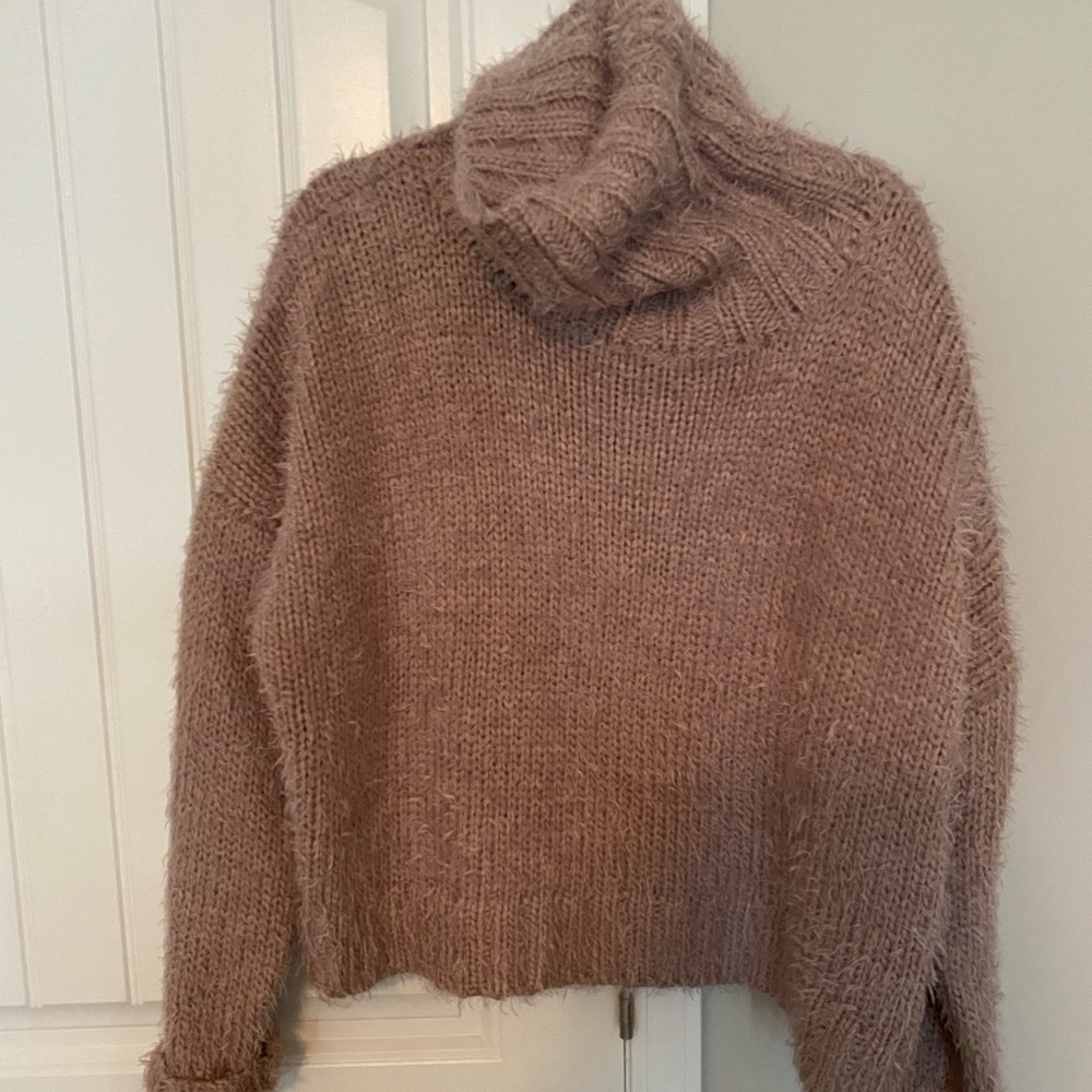 Fuzzy cowl neck sweater